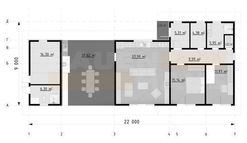 Г. ЧЕРКАССЫ. ПРОЕКТ ОДНОЭТАЖНОГО ДОМА АРТУР-124 : ПОСТРОЕННЫЕ ДОМА : БАУЕН ХАУС