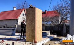 Установка первого угла стен