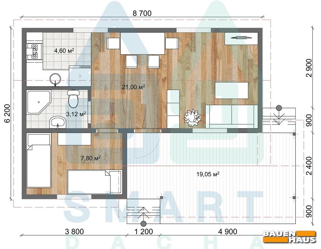 Проект одноэтажного дома Smart Dacha 3 План