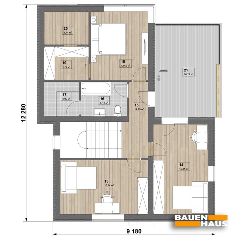 Проект Модерн – 142 План этажа 2