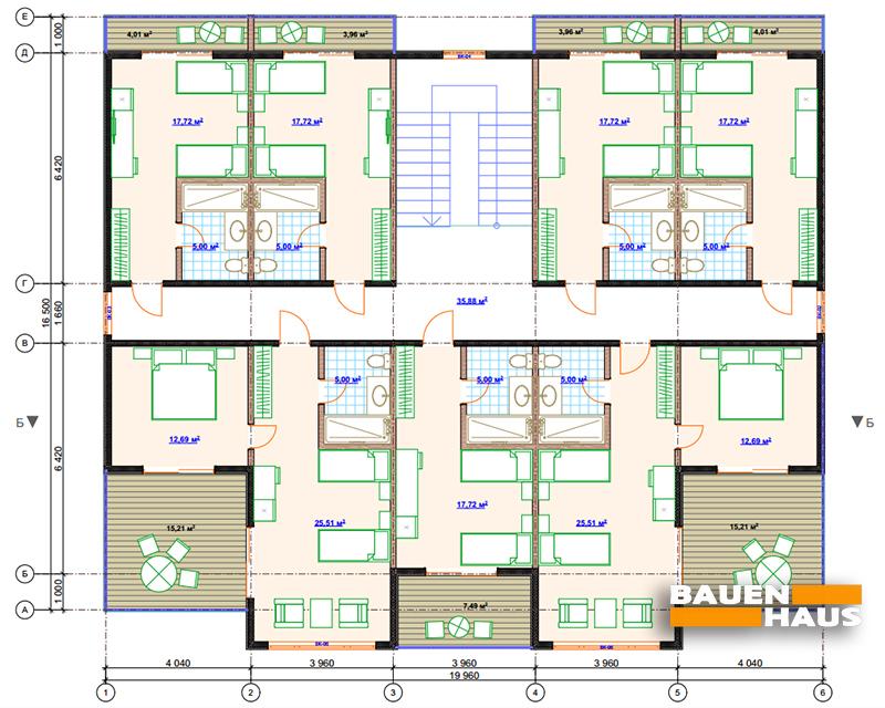 Проект трехэтажного мини отеля – 780 План этажа 3