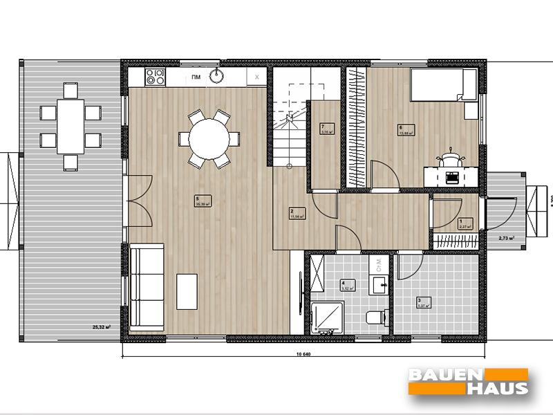 Проект Бархат – 150 Планировка этажа 1
