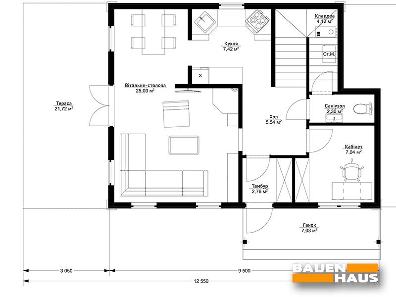 Проект Переяслав – 105 План этажа 1