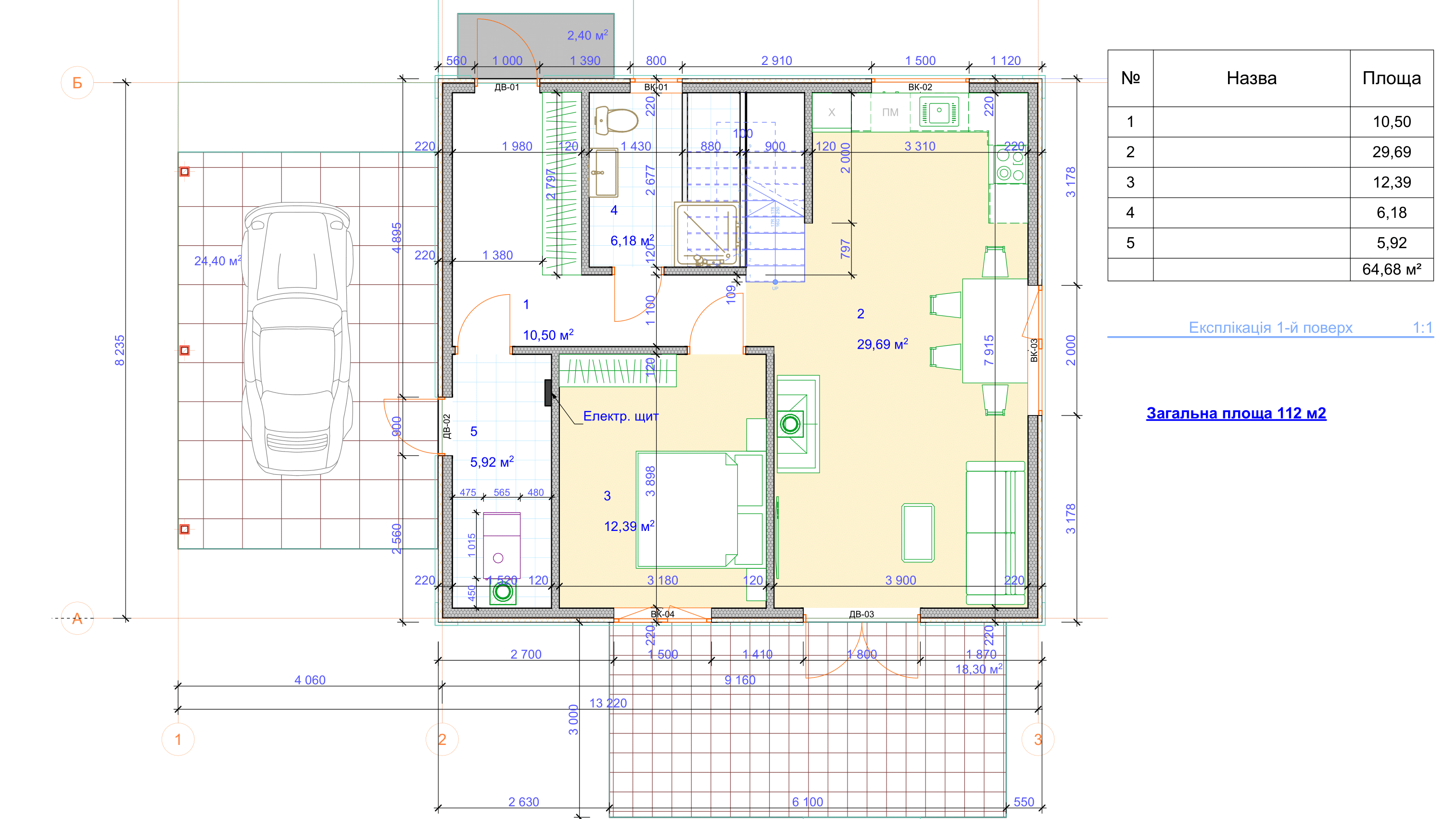 Проект Осика – 112 План поверху 1