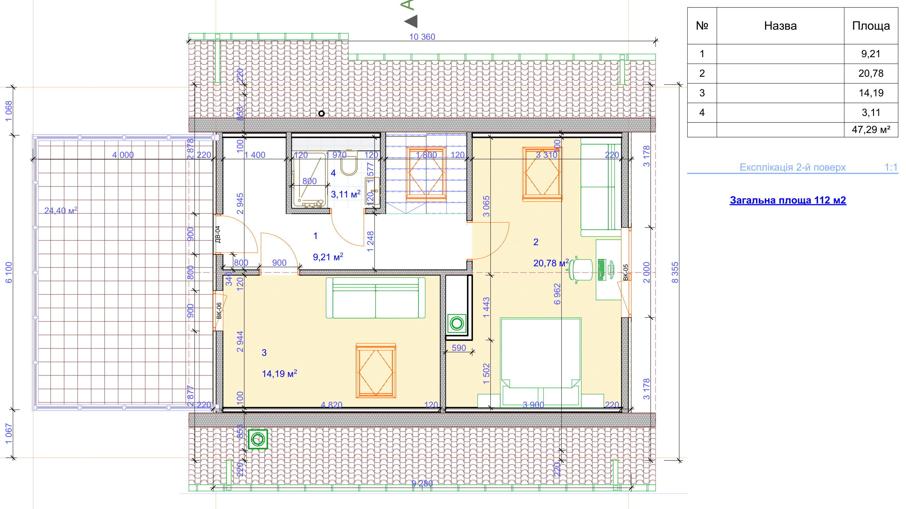 Проект Осика – 112 План поверху 2