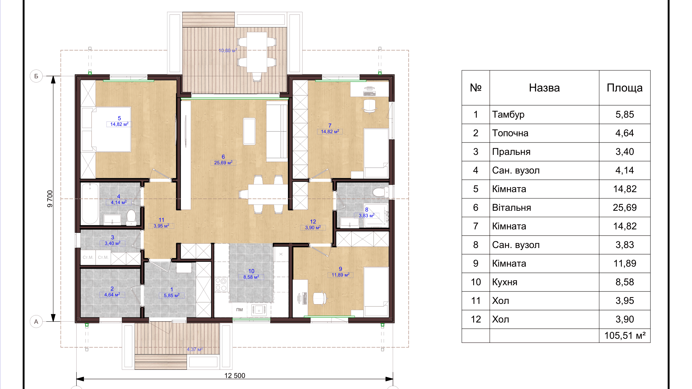 Проект Типовий будинок 105 Планування