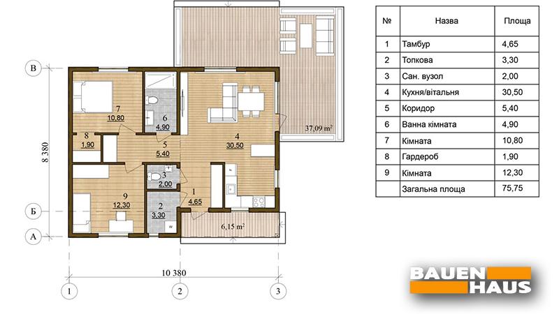 Проект Типовий будинок 80 План