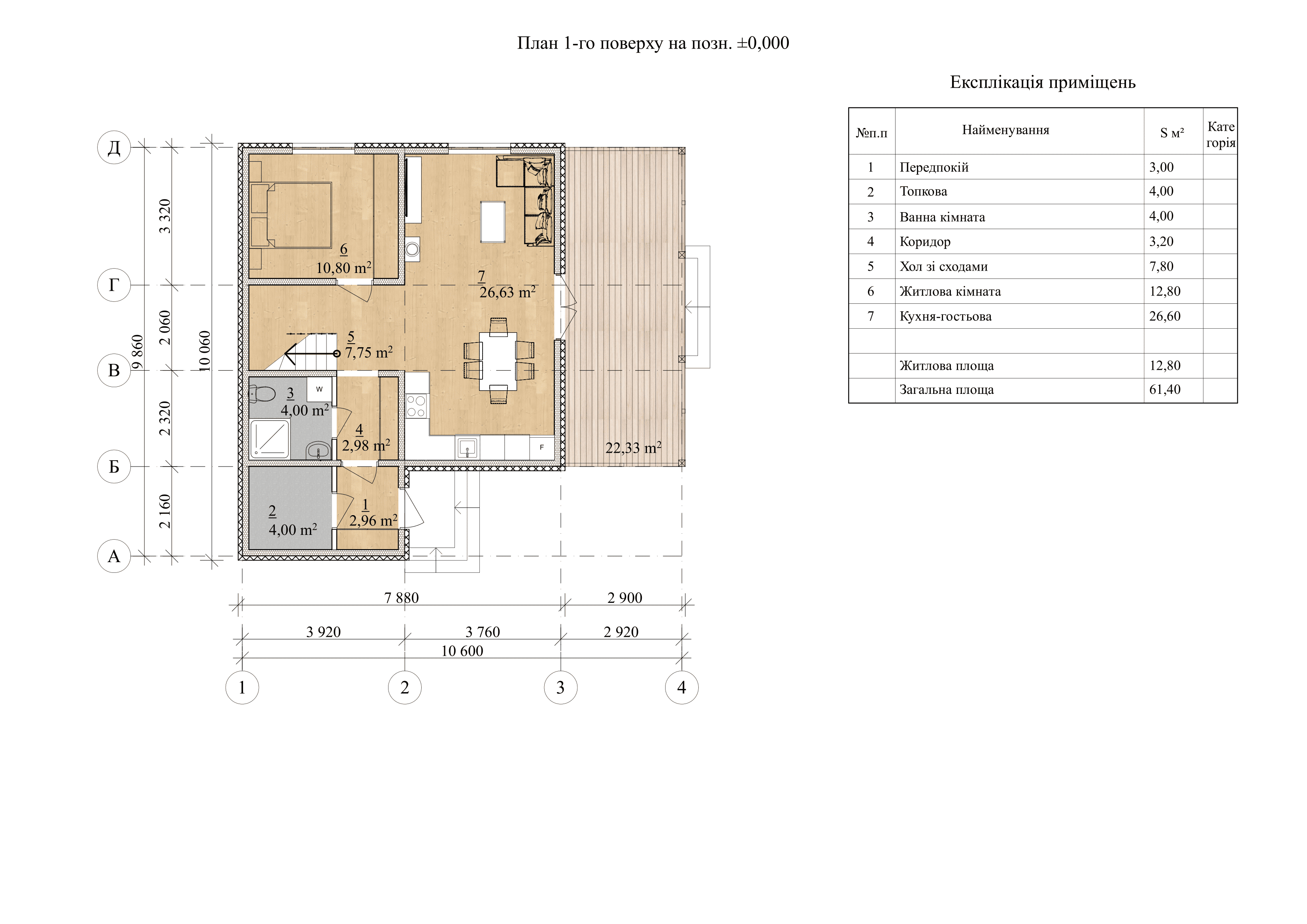 Проєкт Ялівець – 106 м2 План поверху 1