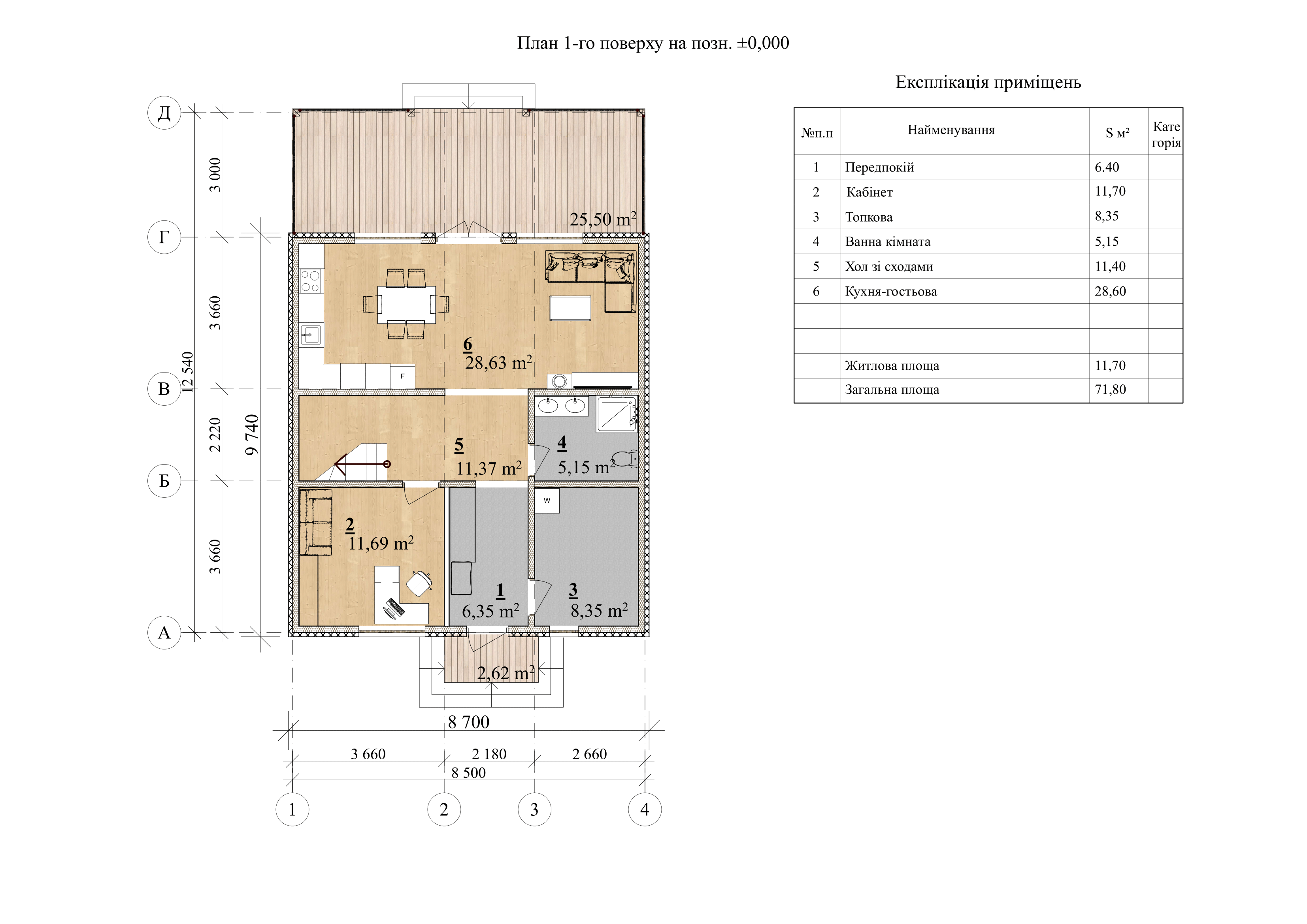 Проект Туліп – 140 м2 План поверху 1