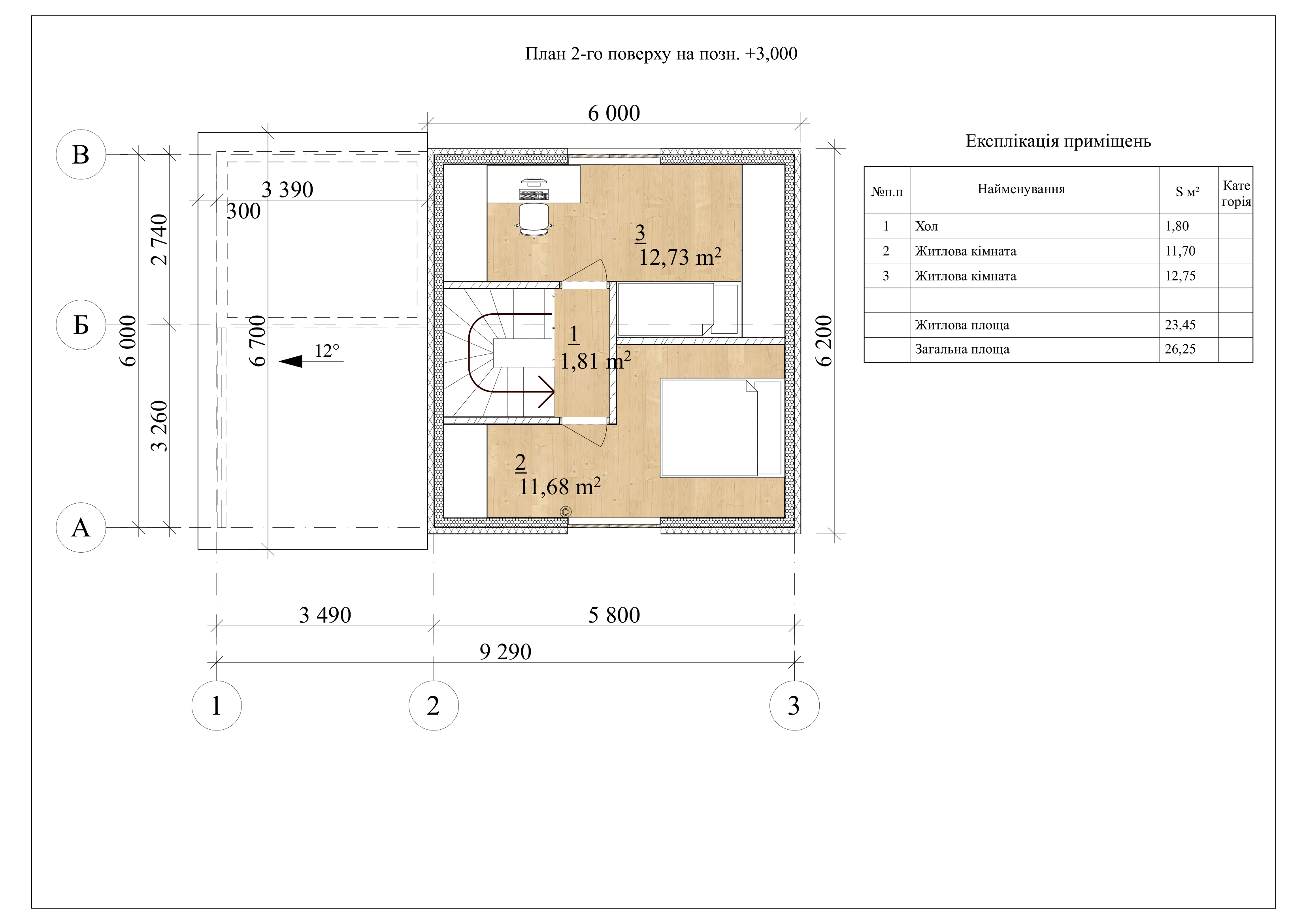 Проект Десна – 56 м2 План поверху 2