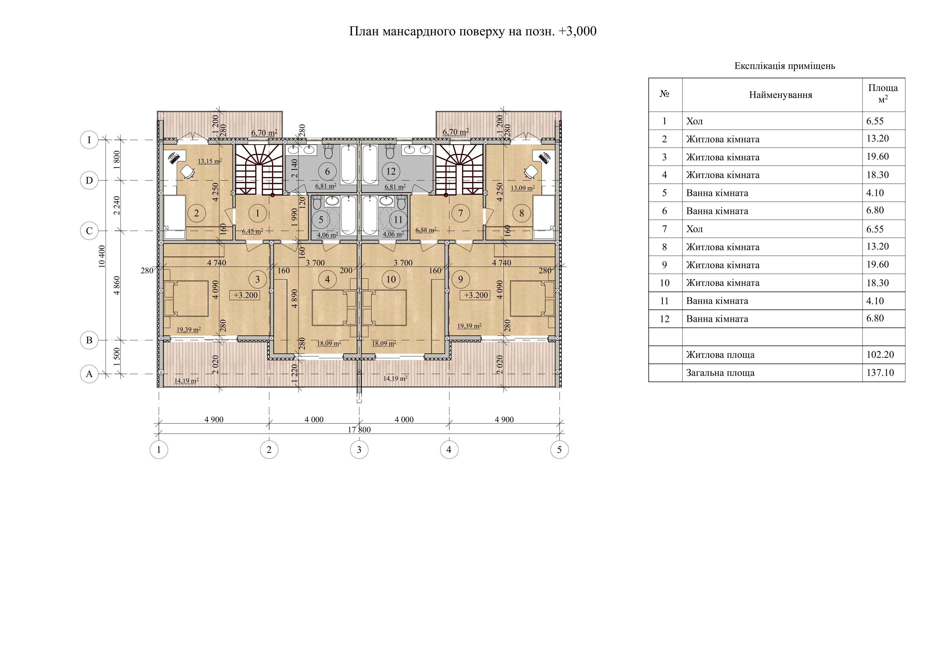 Проект Дуплекс – 298 м2 План поверху 2