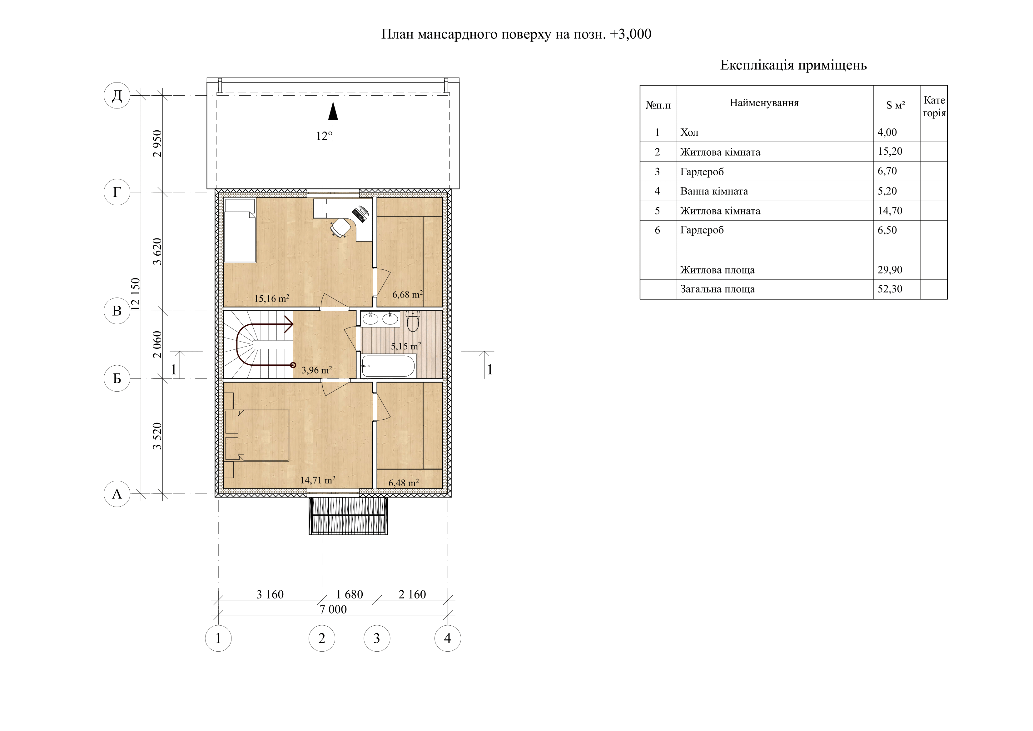 Проект Форінт – 108 м2 План поверху 2