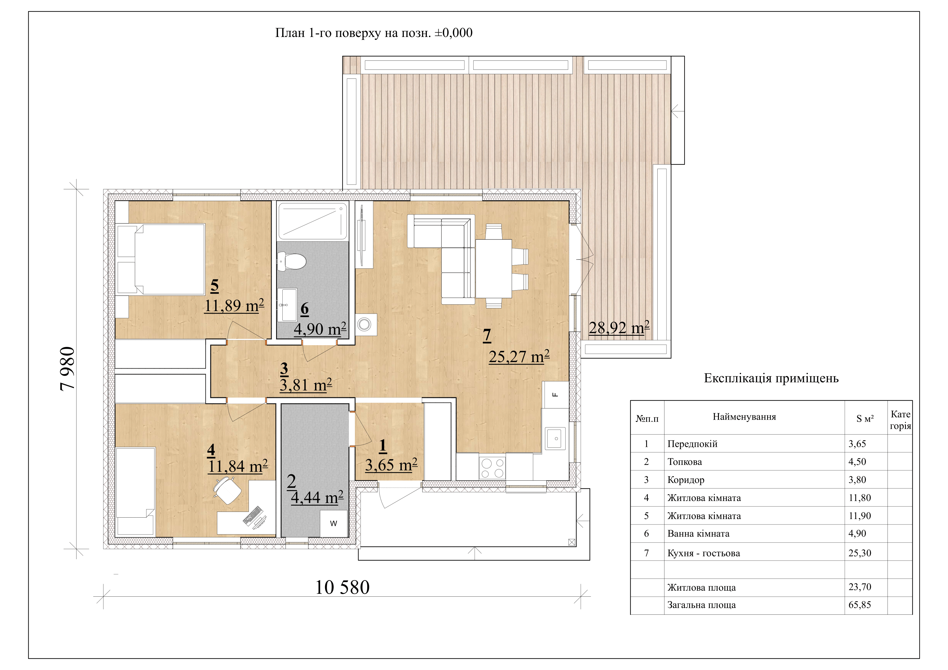 Проект Червоне – 65 м2 Планування