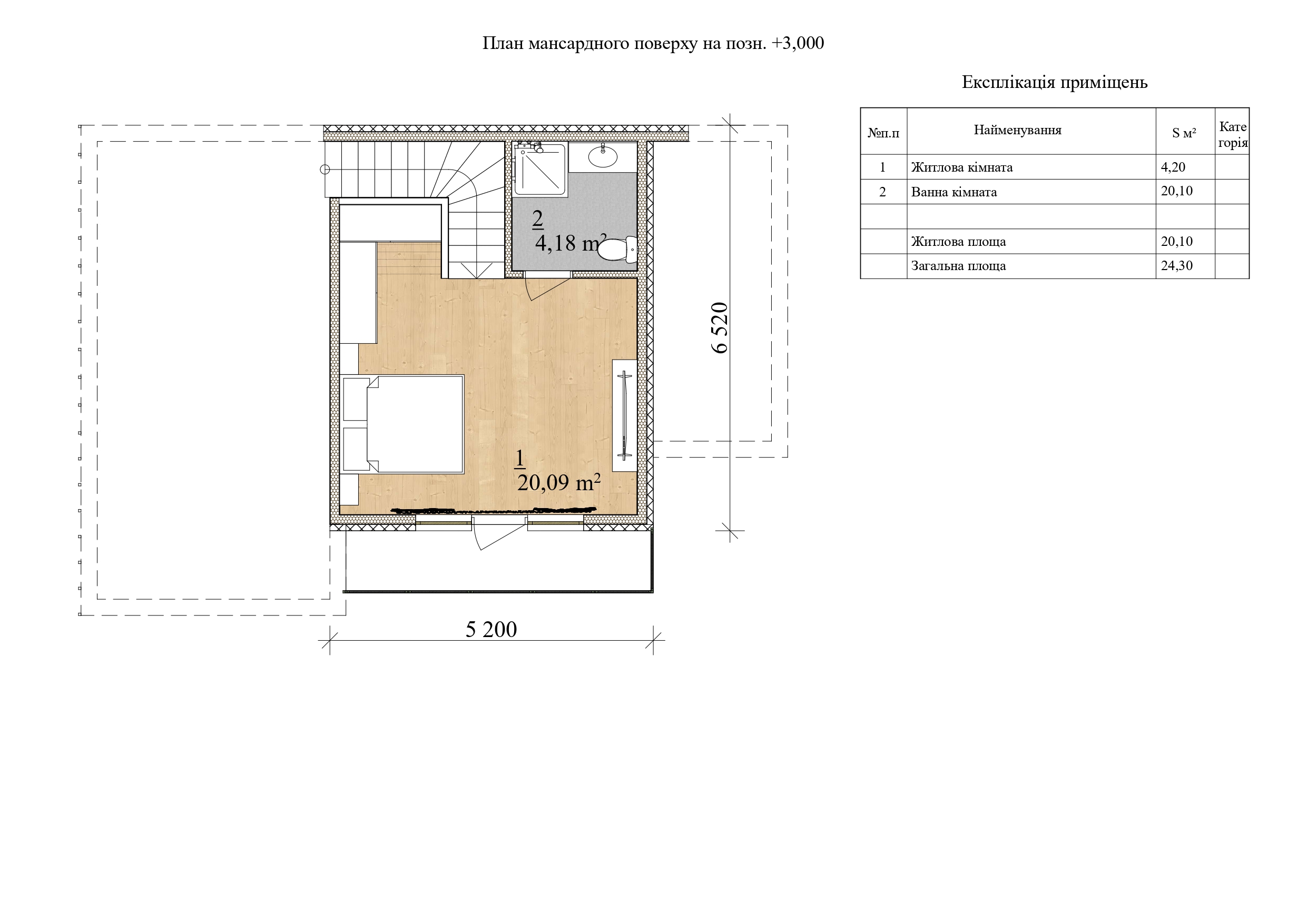 Проект A-frame – 89 м2 План поверху 2